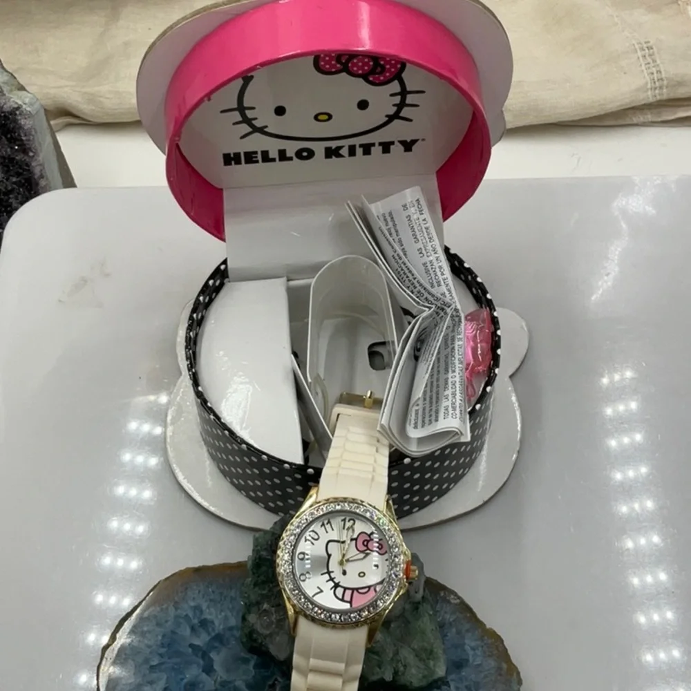 Hello Kitty Pink & Black Polka Dot Trinket Box Featuring Hello Kitty Watch - Picture 8 of 11